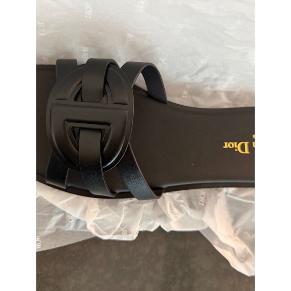 Christian Dior Black D-Club Calfskin Slide Sandals Size 38 NWT Box Dust Bag - Picture 5 of 10